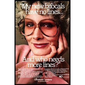 1978 American Optical Ultravue Lenses Invisible Bifocals Vintage Print Ad 70s